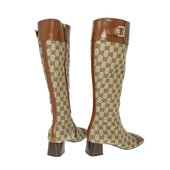 Gucci 678278 Original GG Canvas & Leather Knee Boots - Picture 4 of 8